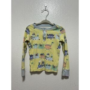 The Beaufort Bonnet Co (TBBC) EUC Yellow Animals Trains Pajama Top Size 2T